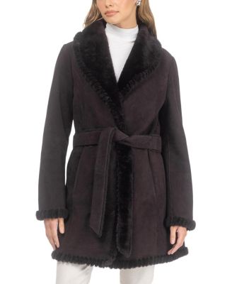  Merino Shearling Lamb Stroller with Whipstitch Trim and Belt