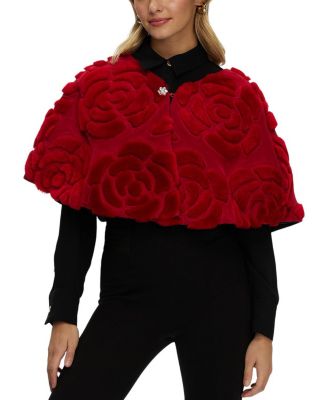  Select Shearling Lamb and Suede Floral Embroidered Stole Reversible to Wool and Cashmere Crafted by Loro Piana