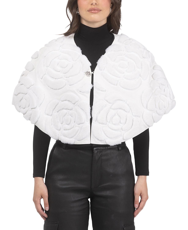 Gorski Select Shearling Lamb and Suede Floral Embroidered Stole Reversible to Wool and Cashmere Crafted by Loro Piana · One Size
