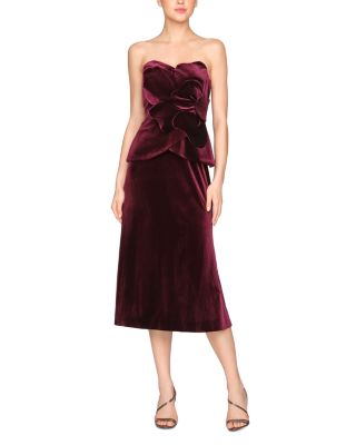 Kelsey Sculpted Velvet Stretch Strapless Dress