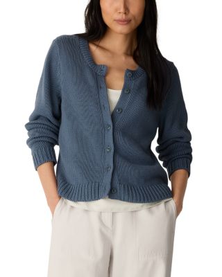 Cotton Crewneck Cardigan Sweater