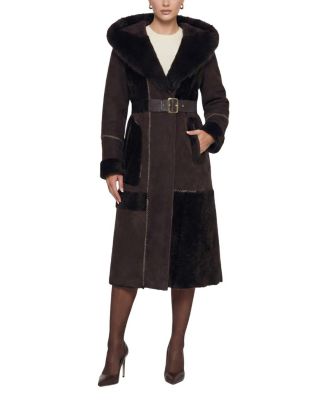 Gorski Select Shearling Lamb Parka With Embroidery Stitching And Suede Finish In Brown