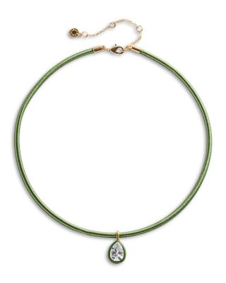 Lindsay Crystal Fabric Wrapped Pendant Necklace, 16-19"