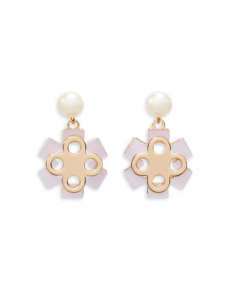 Tory Burch Forget Me Not 18K Yellow Gold Plated Drop Earrings, 0.6L