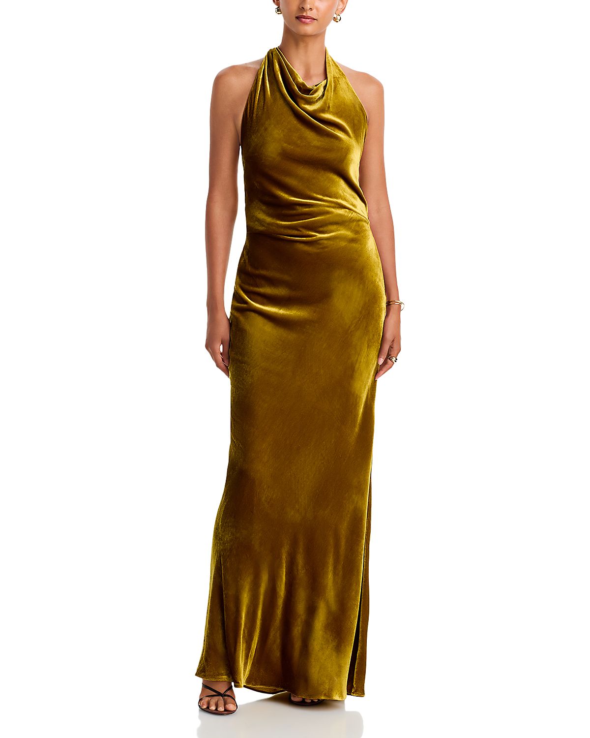 Simkhai Reannon Velvet Draped Halter Gown