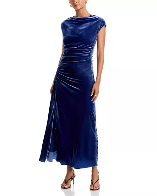 Burke Velvet Draped Midi Dress