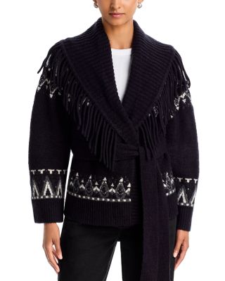 Anaise Wool Blend V Neck Fair Isle Cardigan Sweater