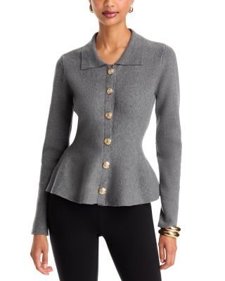 Veronica Fold Collar Peplum Hem Cardigan