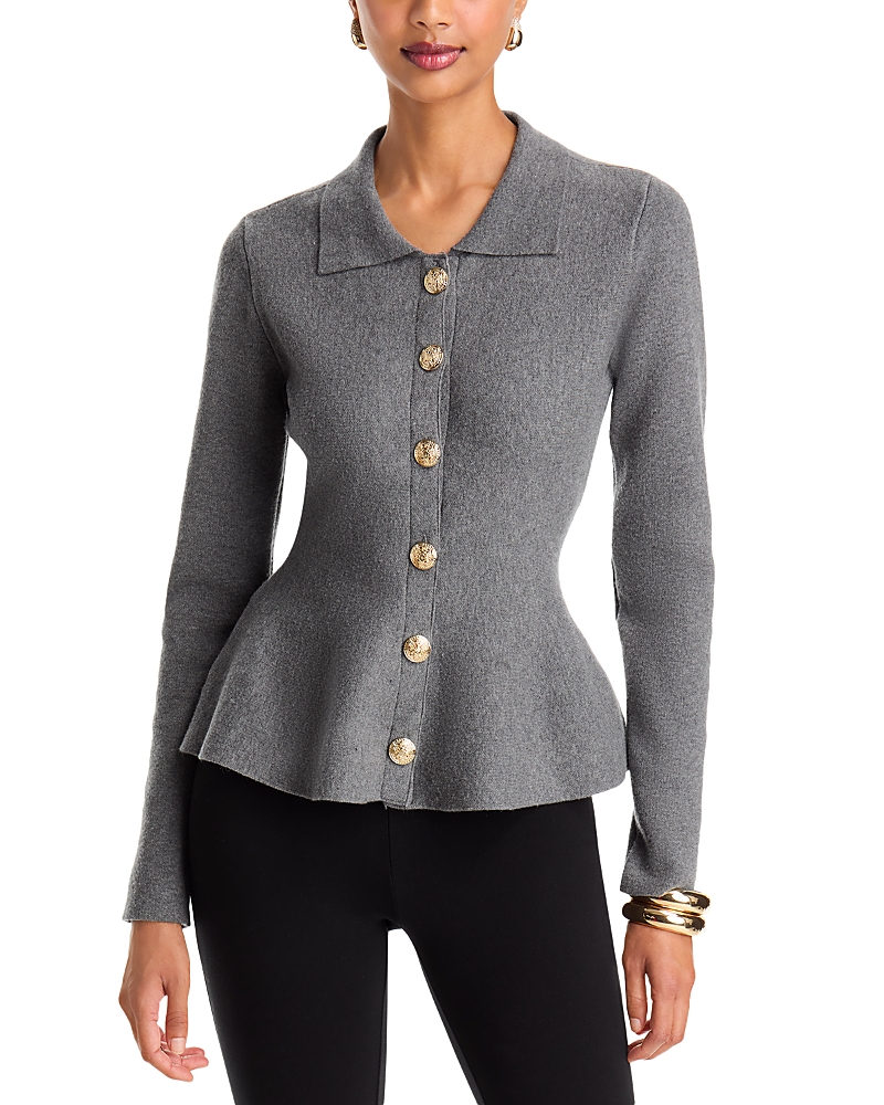 Generation Love Veronica Fold Collar Peplum Hem Cardigan