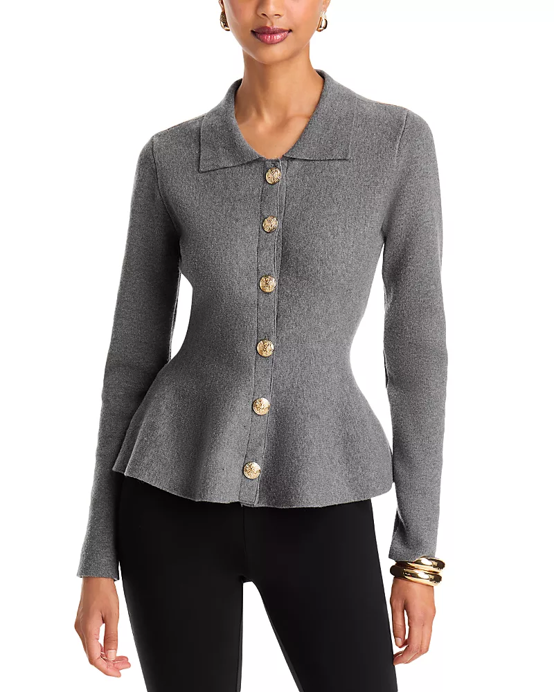 Generation Love Veronica Fold Collar Peplum Hem Cardigan