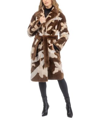 Gorski Reversible Merino Shearling Lamb Short Coat with Butterfly Intarsia and Belt