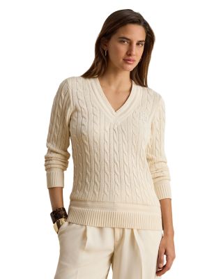 V Neck Cable Knit Cricket Sweater
