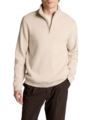 Vince Brushed Waffle Cotton Blend Quarter Zip Sweater