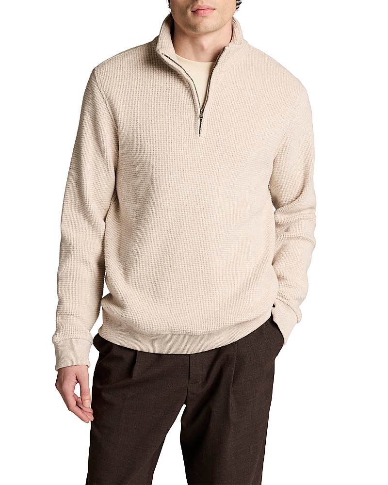 Vince Brushed Waffle Cotton Blend Quarter Zip Sweater