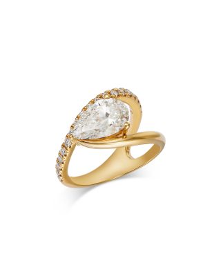 Luxe Collection Certified Lab Grown Diamond Pear Shaped East West Ring in 18K Yellow Gold, 2.33 tcw
