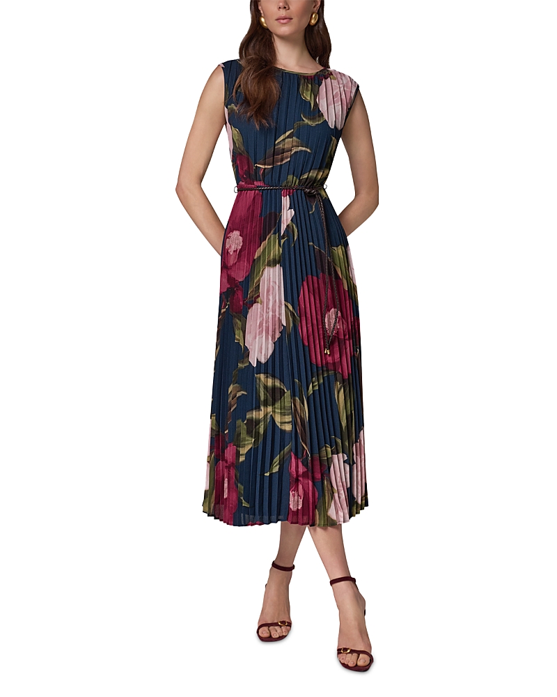 Donna Karan New York Printed Chiffon Pleated A Line Midi Dress
