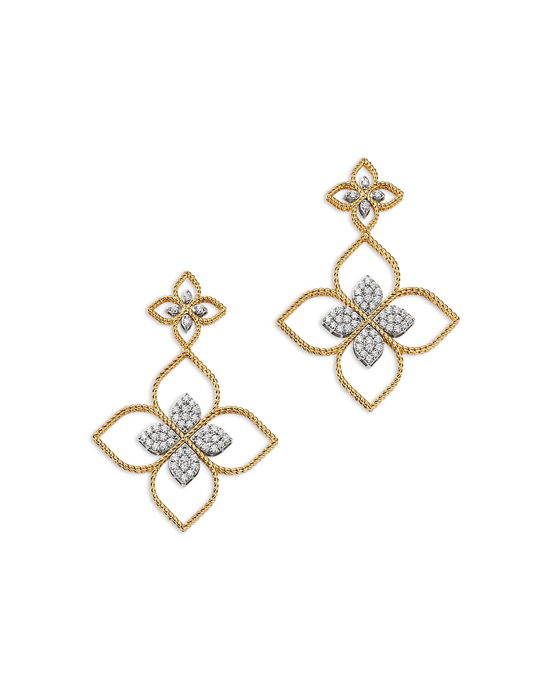 Roberto Coin 18K White & Yellow Gold Princess Diamond Flower Drop Earrings, 0.97 tcw · NO SIZE