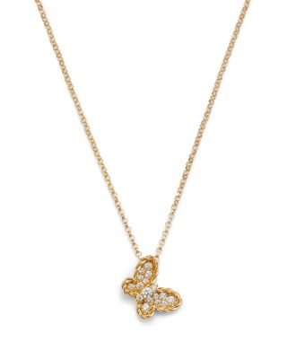 Roberto Coin 18K Yellow Gold Diamond & Mother of Pearl Butterfly Pendant Necklace, 0.15 tcw