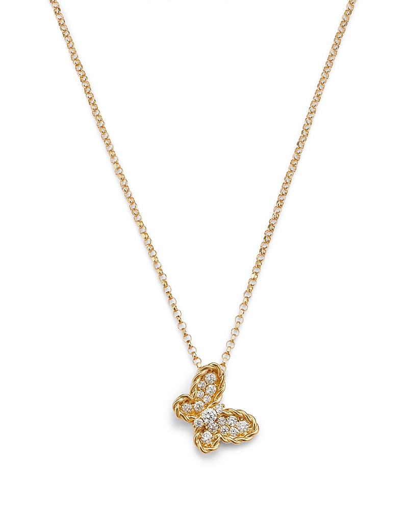 Roberto Coin 18K Yellow Gold Diamond & Mother of Pearl Butterfly Pendant Necklace, 0.15 tcw