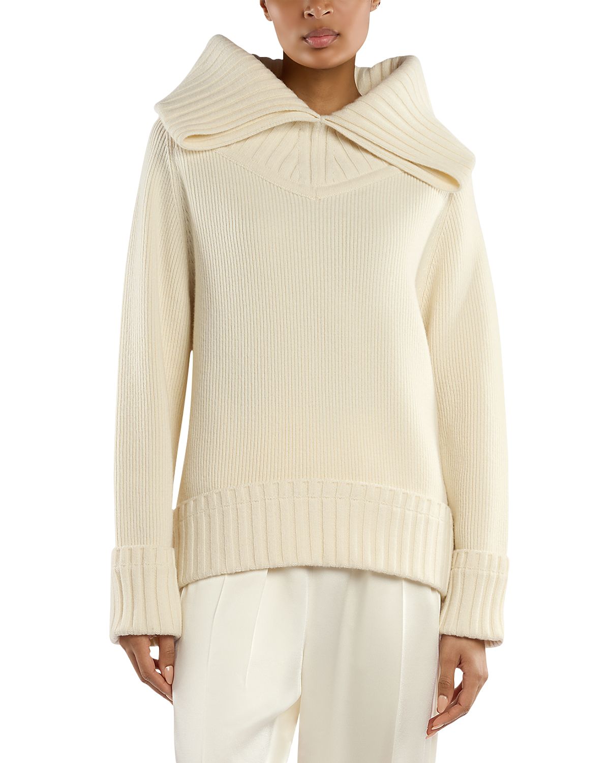 Victoria Beckham Wool-Blend Wide Collar Sweater
