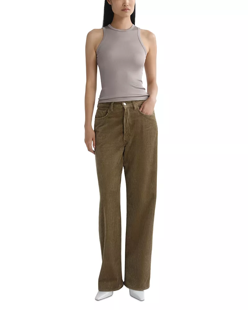 Agolde Vintage High Rise Loose Corduroy Jeans in French Khaki