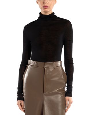 Victoria Beckham High Neck Draped Long Sleeve Top