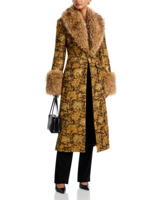 Ivella Faux Fur Trim Jacquard Coat - thumbnail 3