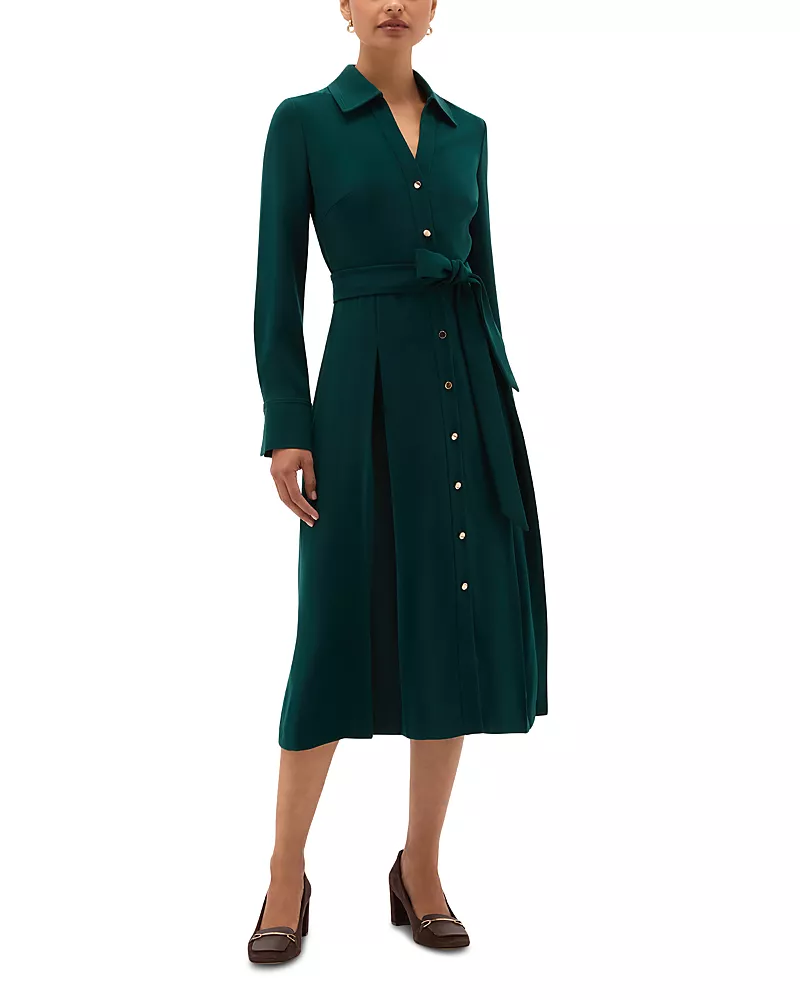Hobbs London Mylie Pleated Button Front Dress