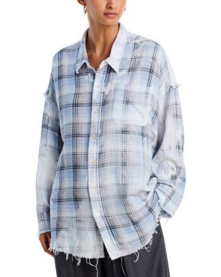 Shredded Seam Drop Neck Shirt