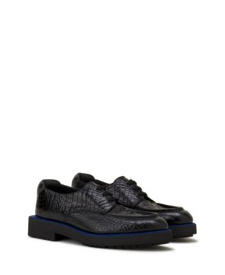 Men's Derby Shoes in Crocodile-Embossed Leather
