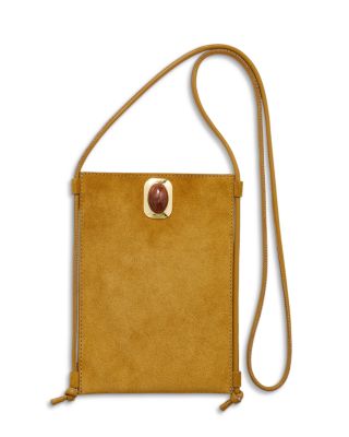 Stone Embellished Suede Crossbody Bag