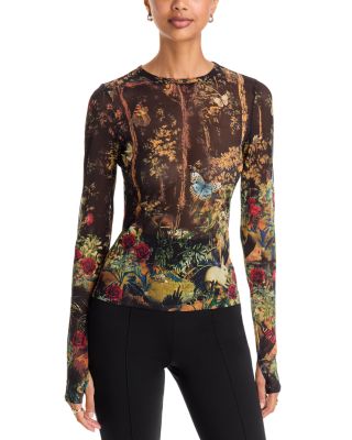 Alice and Olivia Delaina Thumb Hole Crewneck Top