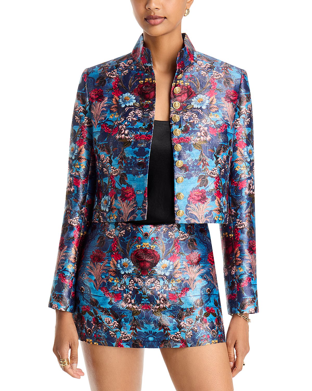 Alice and Olivia Emerson Jacquard Stand Collar Jacket