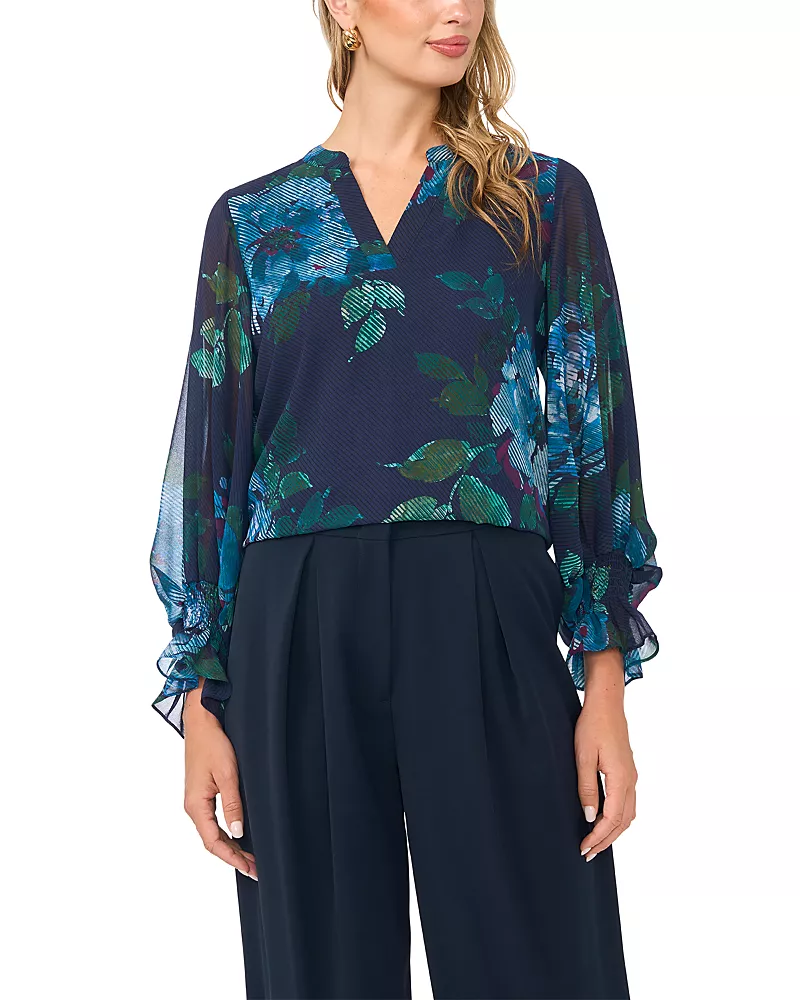 Vince Camuto Split Neck Long Sleeve Top