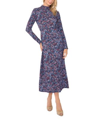 Printed Mock Neck Maxi Dress