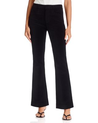Paige Laurel Canyon Velvet High Rise Bootcut Jeans in Black Overdye