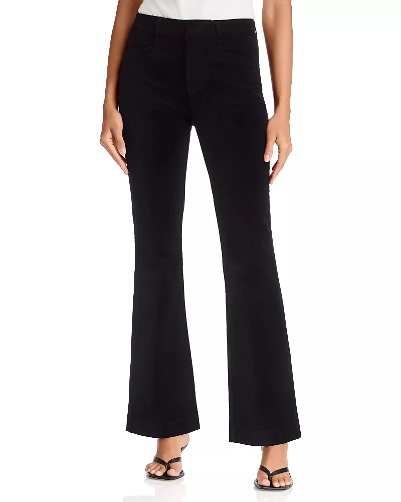 Paige Laurel Canyon Velvet High Rise Bootcut Jeans in Black Overdye