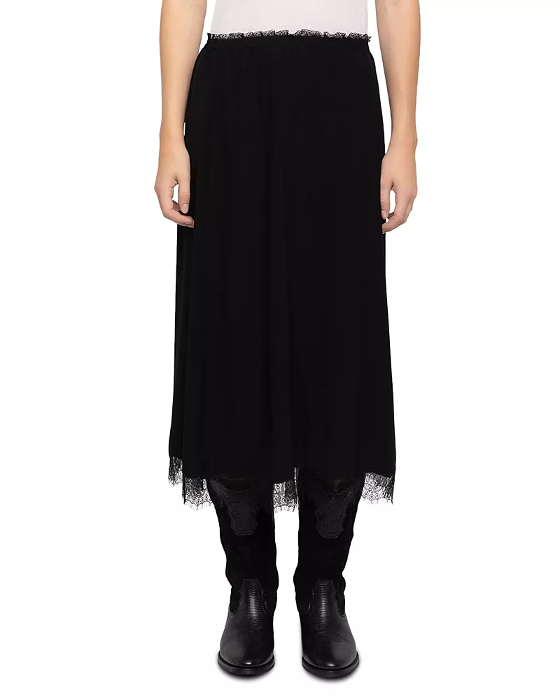 Zadig & Voltaire Jarvis Lace Trim Midi Skirt