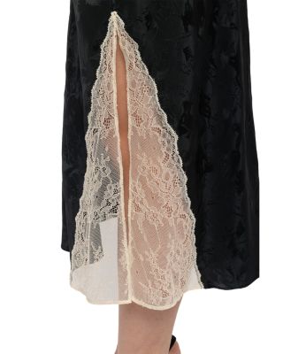 Jayla Silk Jacquard Lace-Trim Skirt