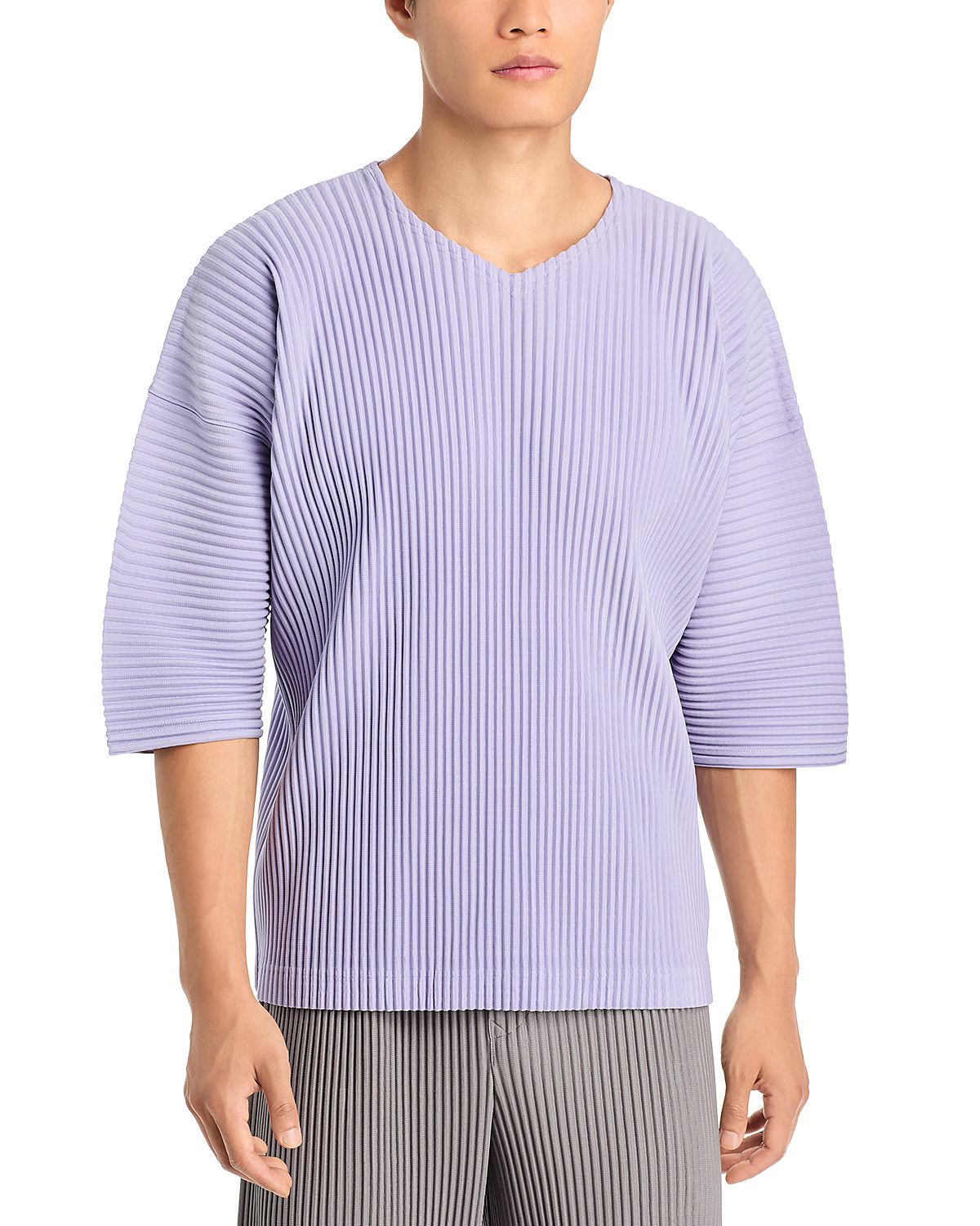Homme PLISSE Issey Miyake Banded Loose V Neck T-Shirt