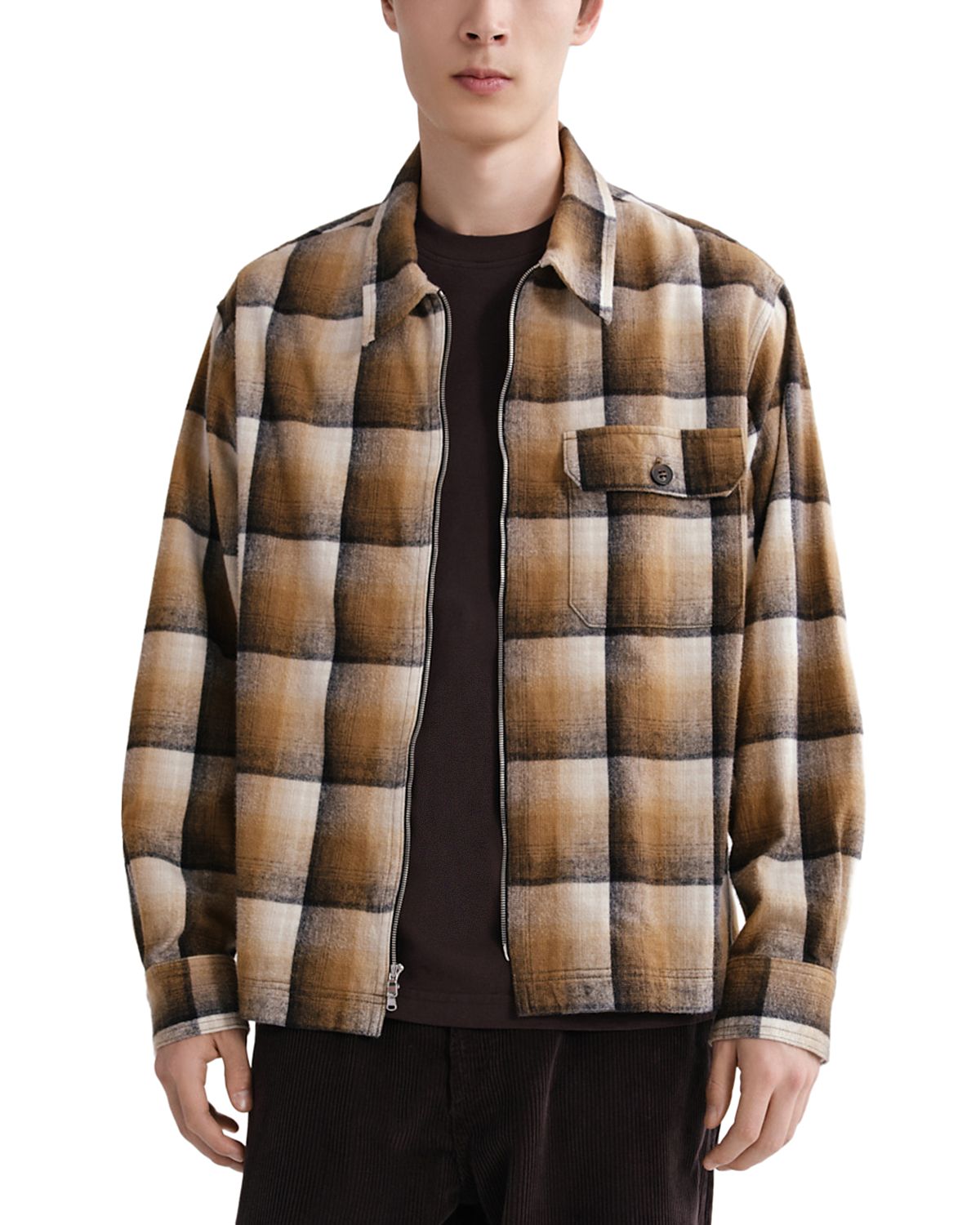 Agolde McCoy Cotton Two Way Zip Plaid Shirt