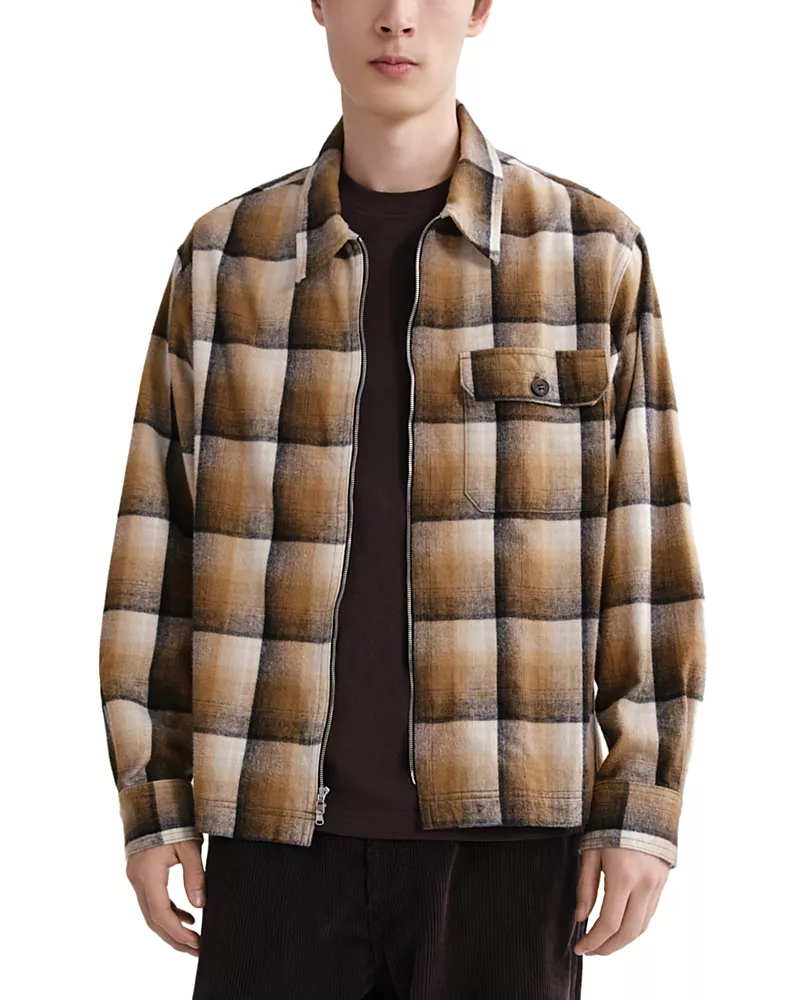 Agolde McCoy Cotton Two Way Zip Plaid Shirt