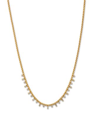 Zoe Chicco 14K Yellow Gold Diamond Round & Baguette Prong Set Collar Necklace, 0.46 tcw