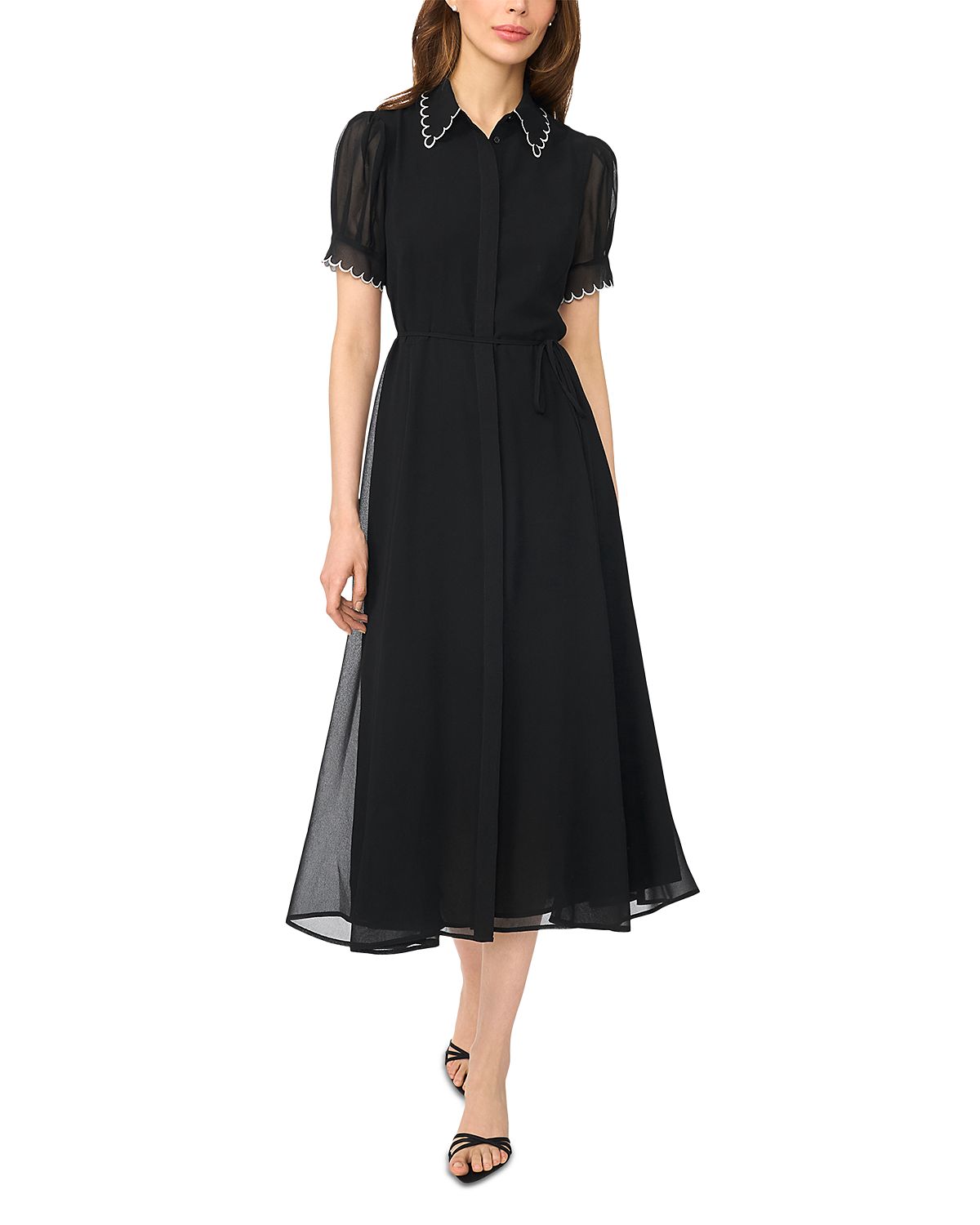 CeCe Scallop Edge Midi Shirtdress