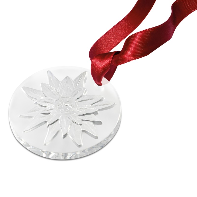 Lalique Edelweiss Christmas Ornament in Clear