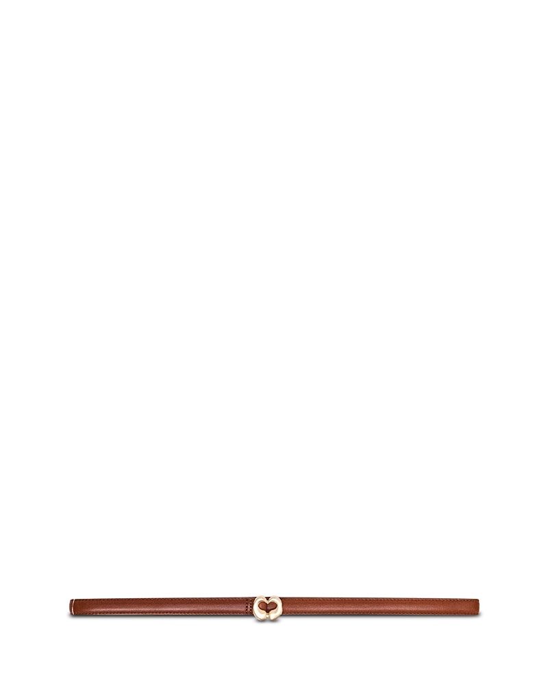Maje Women's Heart Buckle Slim Leather Belt