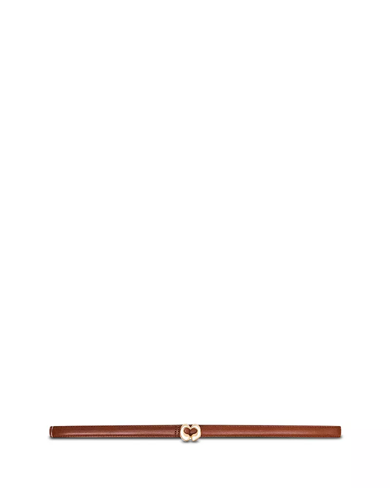 Maje Women's Heart Buckle Slim Leather Belt
