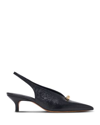 Women's Pointed Embossed Leather Slingback Pumps