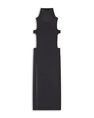 Crepe High Collar Long Dress