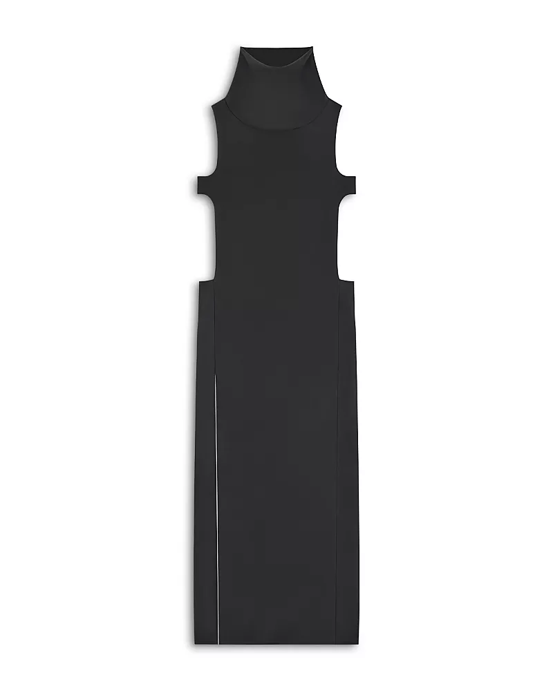 Courreges Crepe High Collar Long Dress